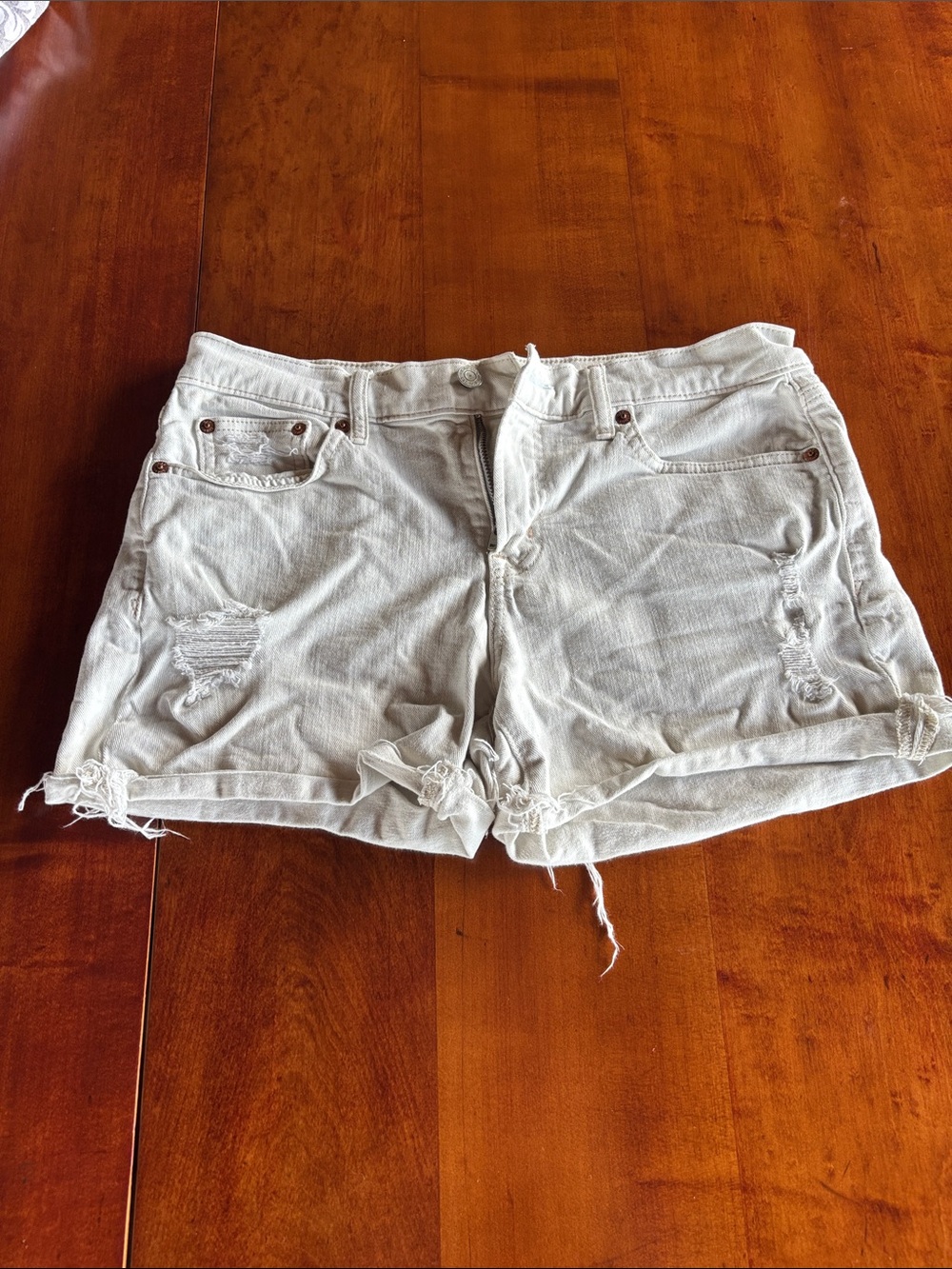 GAP Cream Colored Distressed Denim Shorts